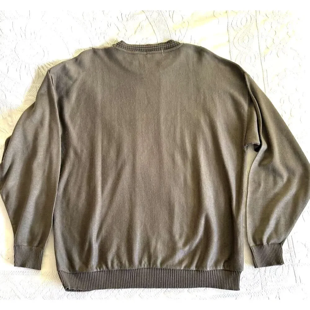 VTG 80s 90s Pronto Uomo Pullover Sweater Mens XL Long Sleeve Beige Tan Cream USA